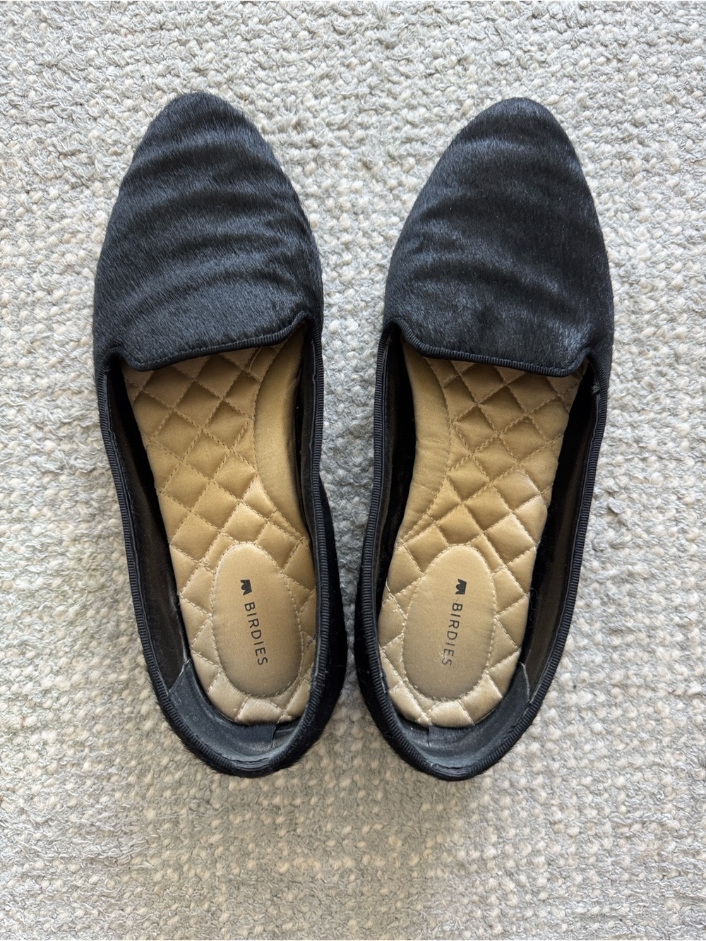 Birdies Starling Loafer Black Calf Hair Slip-On Flats Size 7.5